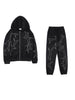Casual Abstract Print Sweatpants Set, Zip-up Long Sleeve Hoodie & Elastic Waist Jogger Pants Outfits, Women's Clothing