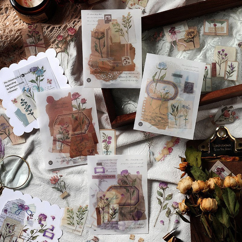 Four Seasons Series Plant Flower Journal Material Stickers