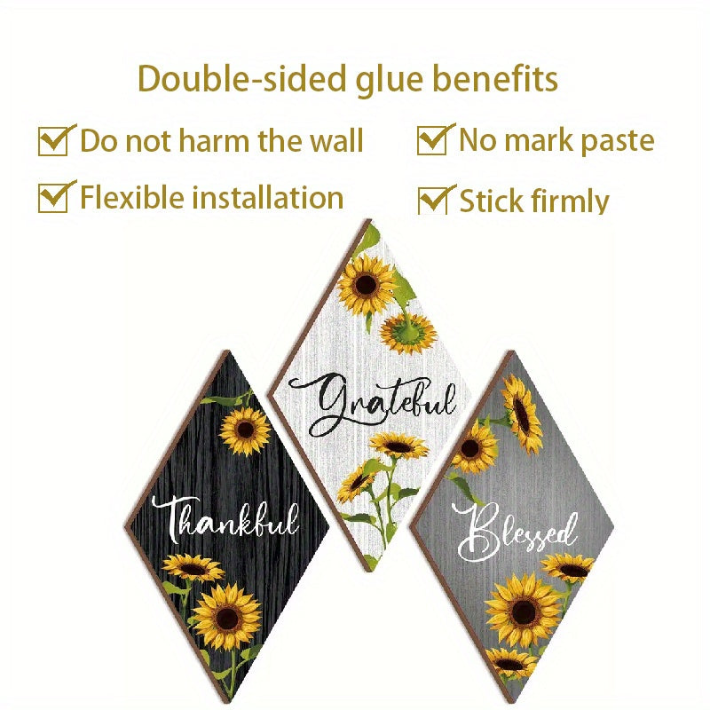 Rustic Sunflower Wooden Accent Wall Decor - Adults and Teenagers - Applicable Age Group, Main Component - Suitable for Home Decor, Office Decor, Classroom Decor