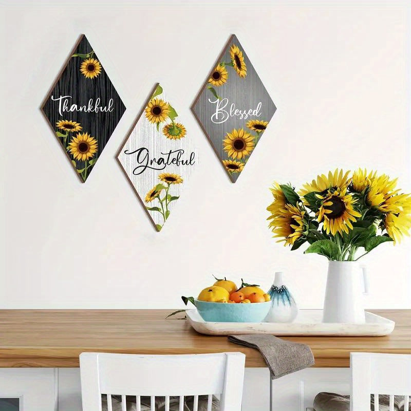 Rustic Sunflower Wooden Accent Wall Decor - Adults and Teenagers - Applicable Age Group, Main Component - Suitable for Home Decor, Office Decor, Classroom Decor