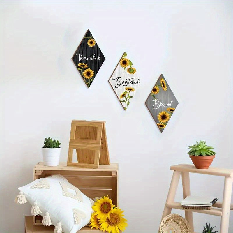 Rustic Sunflower Wooden Accent Wall Decor - Adults and Teenagers - Applicable Age Group, Main Component - Suitable for Home Decor, Office Decor, Classroom Decor