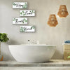 4pcs Farmhouse Bathroom Wall Decor Set - Green Leaves & Inspirational Wooden Signs, Relax/Soak/Unwind/Breathe Motifs, Nail-Free Installation with Double-Sided Adhesive