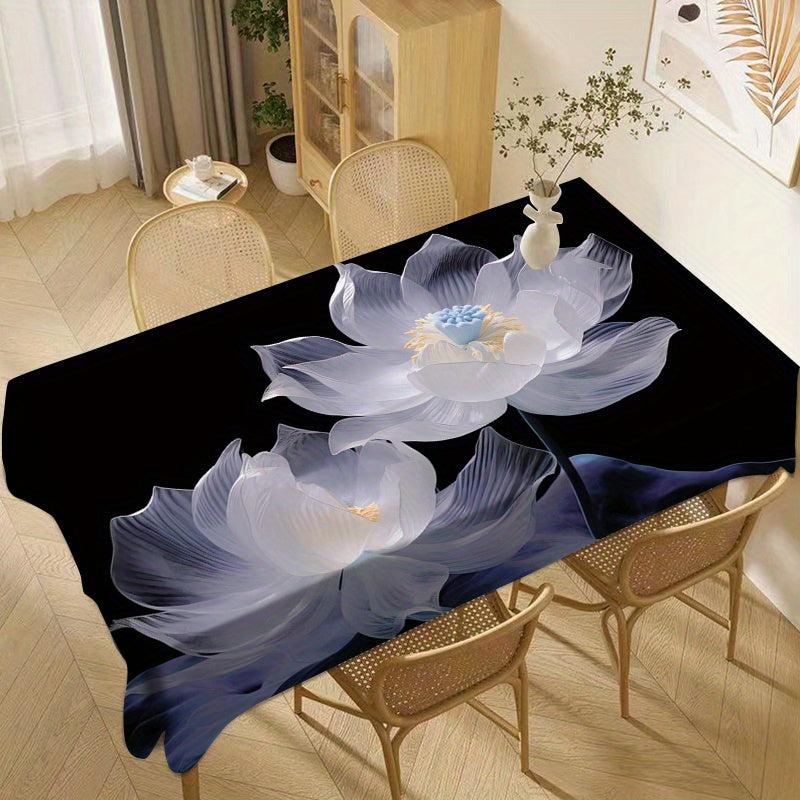 Waterproof Polyester Tablecloth - Machine Woven, Oil-Resistant, Decorative Floral Print, Square Table Cover for Dining, Patio, Picnic, Home Kitchen, Living Room - 1pc