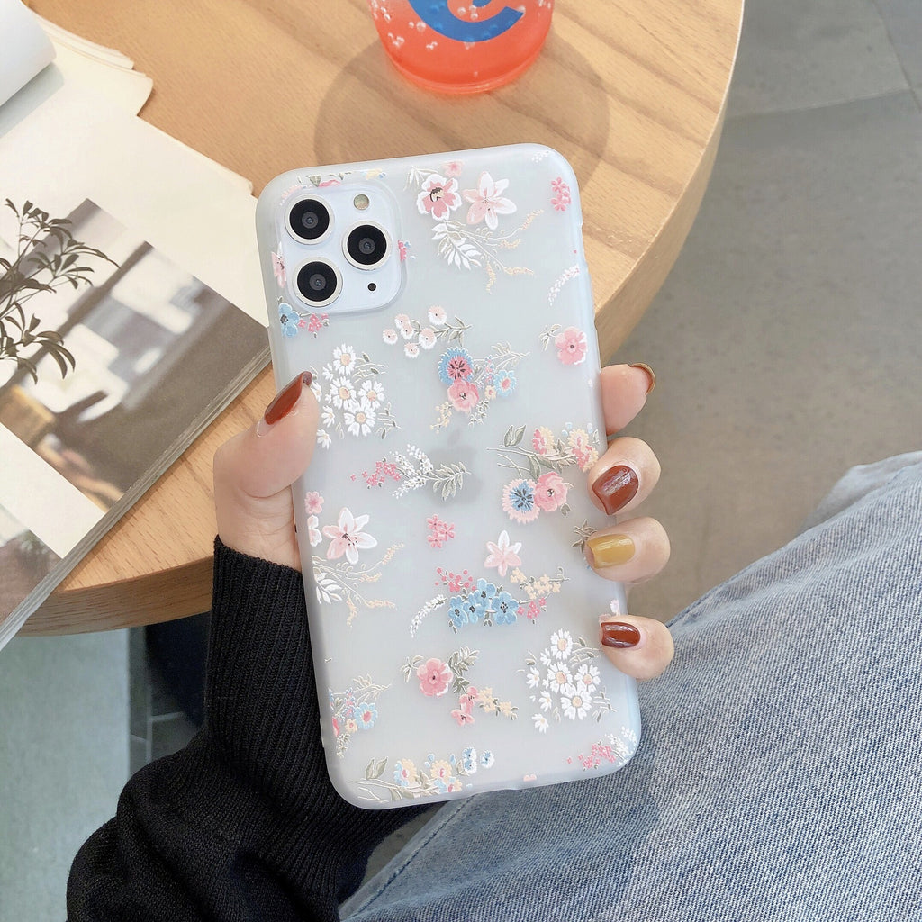 Frosted Transparent Creative Flower Phone Case