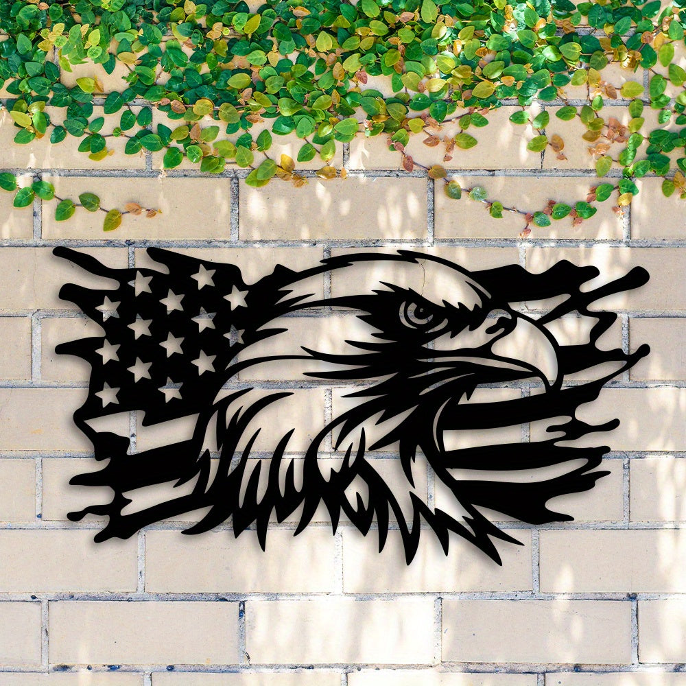 1PC Patriotic American Flag Eagle Metal Wall Decor - Homeowners, Outdoor Decorators, Patriotic Enthusiasts - No, Metal, Wall mount, Use Without Electricity - Suitable for Independence Day, Christmas, Halloween