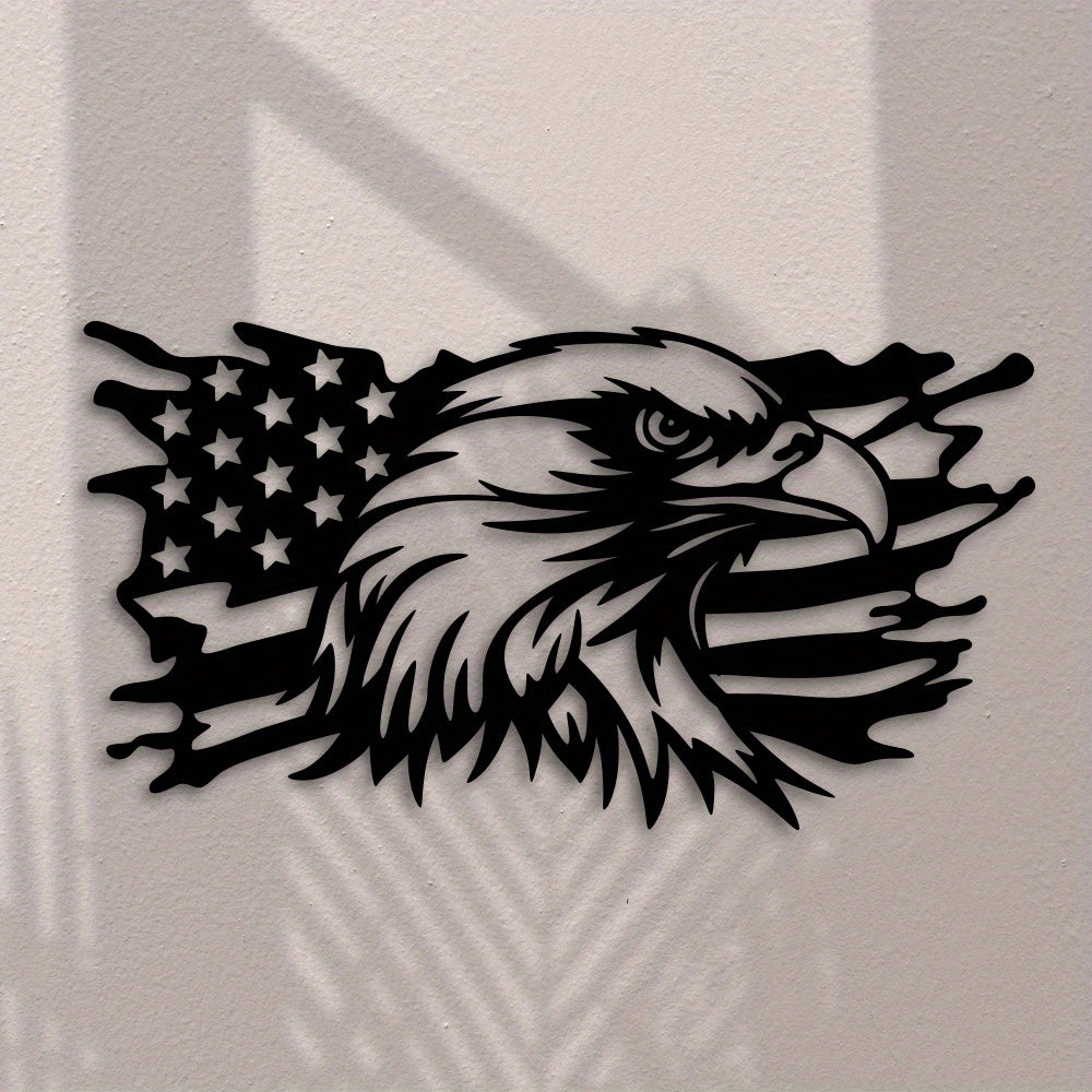 1PC Patriotic American Flag Eagle Metal Wall Decor - Homeowners, Outdoor Decorators, Patriotic Enthusiasts - No, Metal, Wall mount, Use Without Electricity - Suitable for Independence Day, Christmas, Halloween