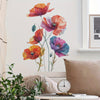 Modern Poppy Flower Wall Stickers - 2 Pack, Plastic Semi-Matte Finish, Self-Adhesive Large Floral Decals for Home Decor, Living Room, Bedroom, Dining Room, Study, Detachable, Single Use, Ideal for Glass Surfaces