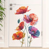 Modern Poppy Flower Wall Stickers - 2 Pack, Plastic Semi-Matte Finish, Self-Adhesive Large Floral Decals for Home Decor, Living Room, Bedroom, Dining Room, Study, Detachable, Single Use, Ideal for Glass Surfaces