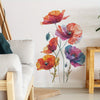 Modern Poppy Flower Wall Stickers - 2 Pack, Plastic Semi-Matte Finish, Self-Adhesive Large Floral Decals for Home Decor, Living Room, Bedroom, Dining Room, Study, Detachable, Single Use, Ideal for Glass Surfaces