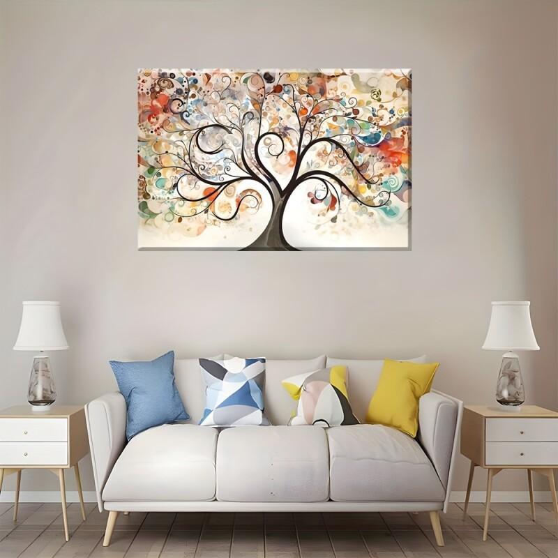 1pc Wooden Framed Painting Fantasy Love Tree Canvas Posters And Prints Wall Art Pictures With Frame For Living Room Ready to hang Wooden Frame - Thickness 1.5inch