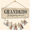 Grandkids Wooden Photo Frame Collage - 8-Clip, Easy-Hang Wall Decor for Home & Office, Heartwarming Family Gift with Rope, Perfect for Bedroom & Party Decorations