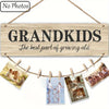 Grandkids Wooden Photo Frame Collage - 8-Clip, Easy-Hang Wall Decor for Home & Office, Heartwarming Family Gift with Rope, Perfect for Bedroom & Party Decorations