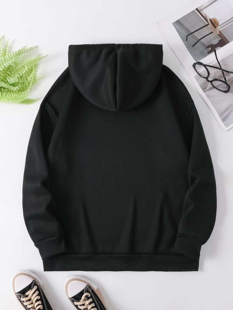 Cat Print Long Sleeve Hoodie, Drawstring Casual Hooded Sweatshirt, Women's Clothing