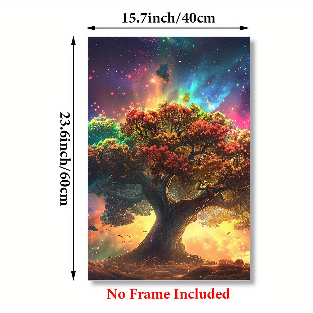 Majestic Tree of Life Canvas Painting: Unframed, 16x24inch, Art and Crafts - Living Room Bedroom Decor