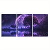 3pcs Set of Vibrant Purple Moon Canvas Art Prints - Unframed, Modern Wall Decor for Living Room & Bedroom with Easy Hanging System, 16x24 Inches, High-Quality Printing, and Durable Construction