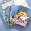 4-Pack A5 Spiral Notebooks - Cute Animal Illustrations, Durable 60 Sheets, Wide-Ruled Paper