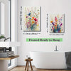 KISSFOX Framed Colorful Wildflower Canvas Wall Art Set Of 3 Flowers Pictures Prints Flowers Printing Floral Watercolors Flower wall Decor Living Room Girls Bedroom Bathroom