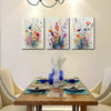 KISSFOX Framed Colorful Wildflower Canvas Wall Art Set Of 3 Flowers Pictures Prints Flowers Printing Floral Watercolors Flower wall Decor Living Room Girls Bedroom Bathroom