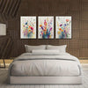 KISSFOX Framed Colorful Wildflower Canvas Wall Art Set Of 3 Flowers Pictures Prints Flowers Printing Floral Watercolors Flower wall Decor Living Room Girls Bedroom Bathroom