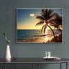 Sunset Beach Palm Tree Canvas Wall Art - 12x16 Inch, Unframed, Home Office Decor