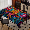 Mexican Floral Tablecloth - 1pc, Vibrant Flower Pattern, Oil and Stain Resistant, All-Season Polyester Table Cover, High-quality Elegance for Dining Table, Machine Made Woven Square Shape