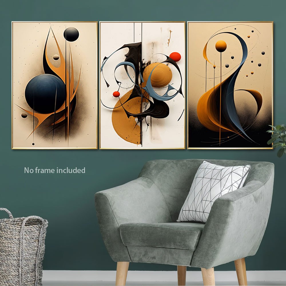 3pcs Set Modern Minimalist Canvas Art Prints - Vibrant, Waterproof Wall Decor for Living Room, Bedroom, Office & More - Perfect Gift Idea (15.7x23.6 inches)