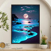 Luminous Moonlit Seascape Canvas Wall Art Poster 1pc, Frameless Ocean Night Scene Print, Glowing Beach Decor for Home, Bedroom, Living Room, Bathroom, Office, Cafe - 12x16 inches