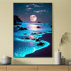 Luminous Moonlit Seascape Canvas Wall Art Poster 1pc, Frameless Ocean Night Scene Print, Glowing Beach Decor for Home, Bedroom, Living Room, Bathroom, Office, Cafe - 12x16 inches