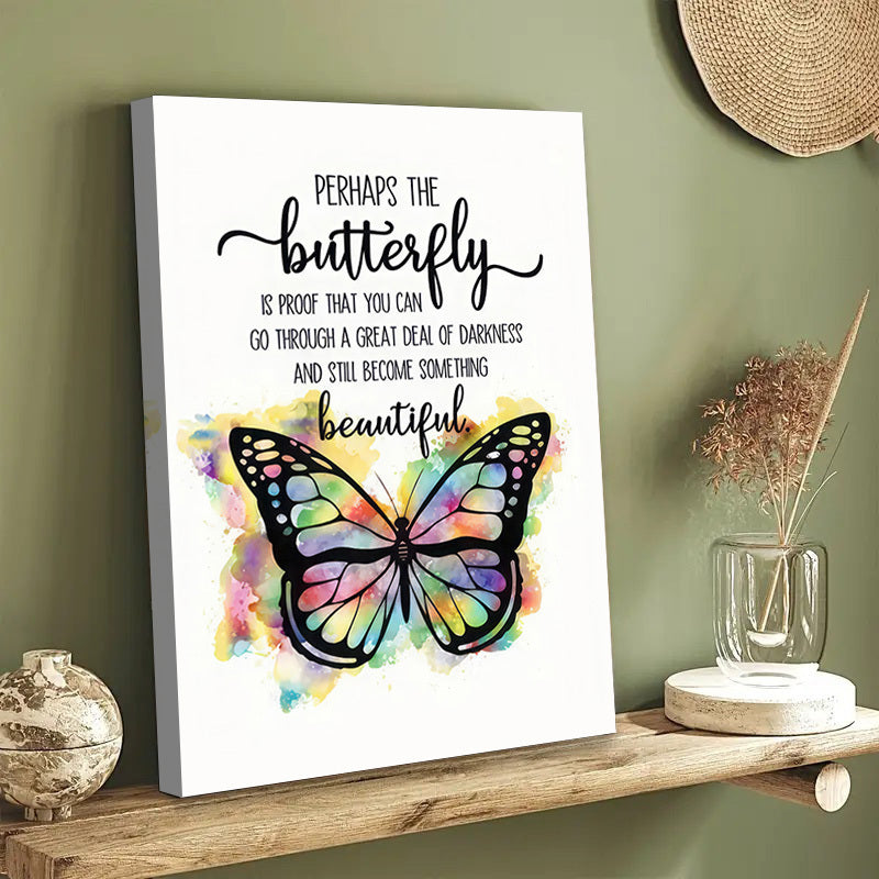 1Pc Inspired Butterfly Canvas Poster, Wooden Frame, Tranquil Space Art Spring Decorative Painting and Printing Canvas, High Quality Canvas Suitable for Multi-Functional Space, Perfect Choice for Living Room, Bedroom, Dining Room, Dormitory Wall,