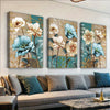 1pc Framed 30x45cm/ 12*18in Lotus Flowers Wall Art Floral Canvas Wall Decor Brown and Blue Print Painting Modern Artwork Abstract Picture for Living Room Bedroom Bathroom Farmhouse Kitchen Office