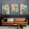 1pc Framed 30x45cm/ 12*18in Lotus Flowers Wall Art Floral Canvas Wall Decor Brown and Blue Print Painting Modern Artwork Abstract Picture for Living Room Bedroom Bathroom Farmhouse Kitchen Office