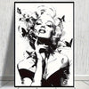 1pc Abstract Smoking Lady Canvas Poster, Creative Black and White Wall Art Decor for Home, Bedroom, Kitchen, Living Room, Bathroom, Hotel, Cafe, Office – Artistic Butterflies Illustration, Frameless 12x16 inch