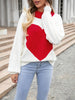 Women's Heart Print Sweaters Long Sleeve Round Neck Oversized Pullovers Valentines Day Tops