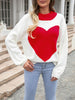 Women's Heart Print Sweaters Long Sleeve Round Neck Oversized Pullovers Valentines Day Tops