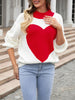 Women's Heart Print Sweaters Long Sleeve Round Neck Oversized Pullovers Valentines Day Tops