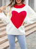 Women's Heart Print Sweaters Long Sleeve Round Neck Oversized Pullovers Valentines Day Tops