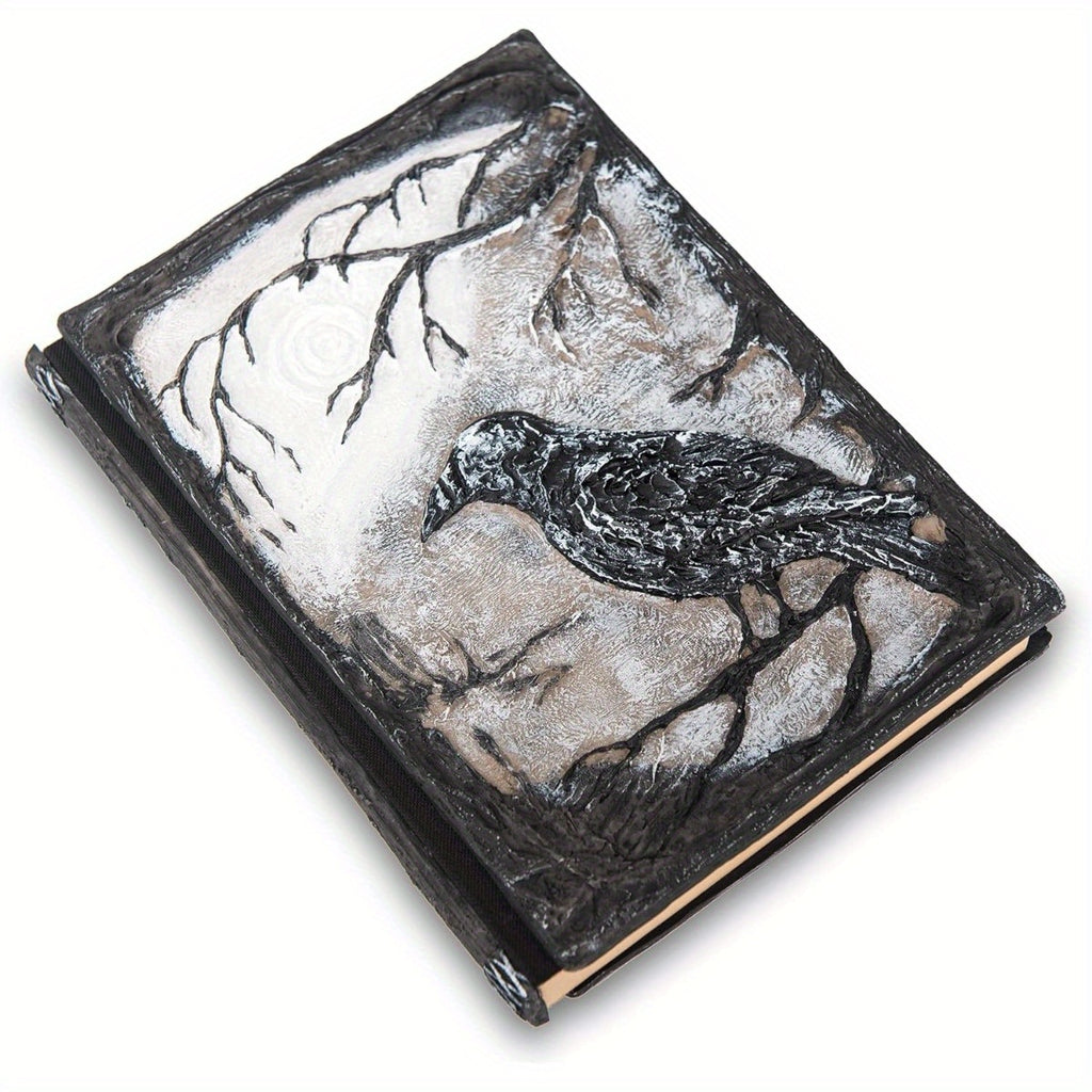 3D Relief Notebook Journal Writing Embossed Notebook Journal Handmade Daily Notepad Antique Travel Diary Gifts For Women Men Dnd Notebook With Blank Paper A5(7.3" X 5.1" (Black-crow)