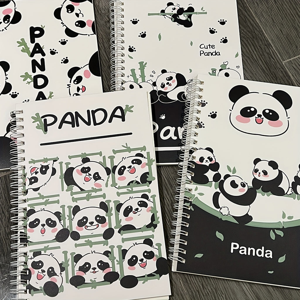 Cute Panda Spiral Notebooks - Animal & Cartoon Themed with Perforated Pages, 1pc, Multiple Styles, 60 Sheets for School & Office