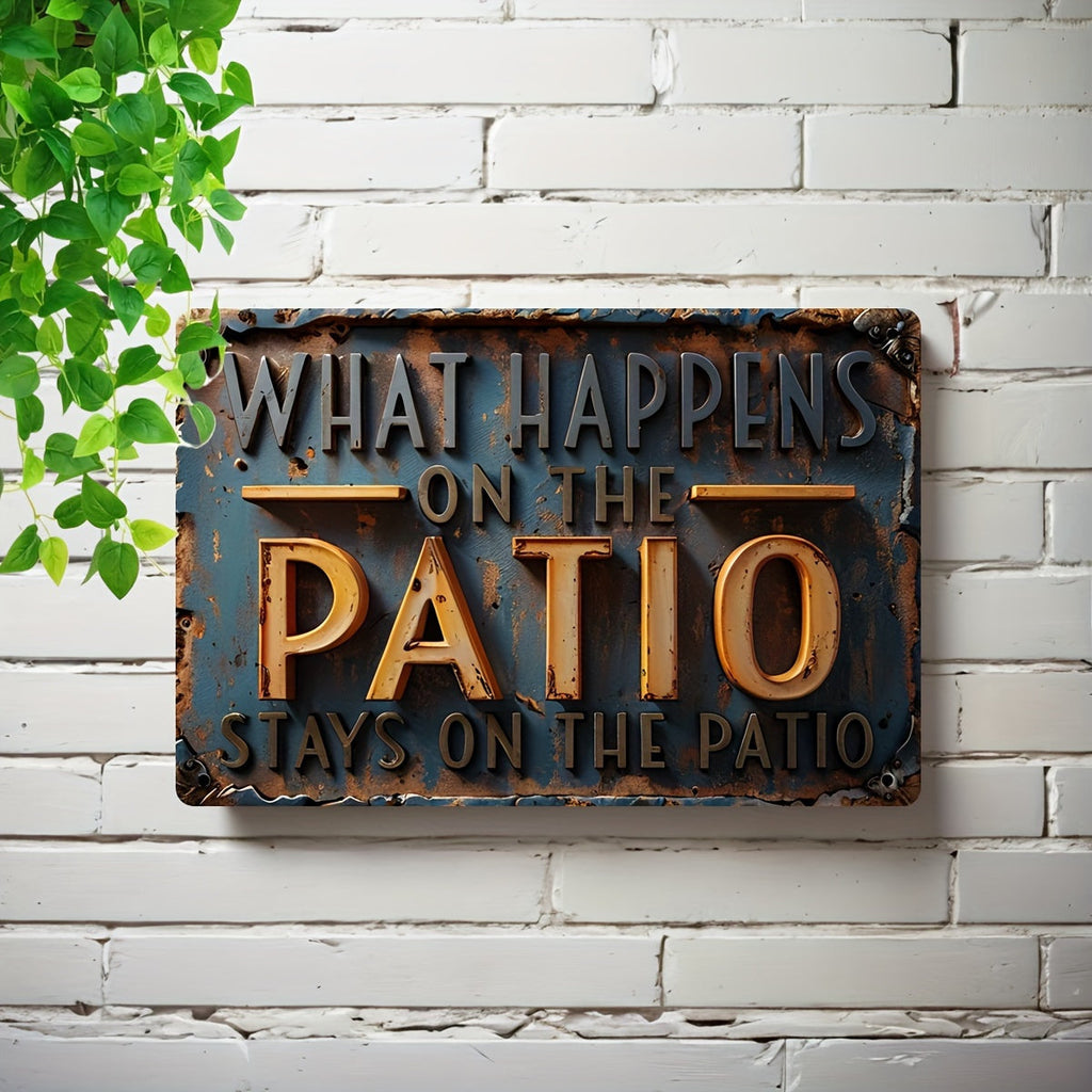 Vintage Aluminum Patio Decor Sign - Homeowners, Patio owners, Outdoor enthusiasts - English, Aluminum, Wall hanging, Multipurpose - Suitable for Backyard, Porch, Deck