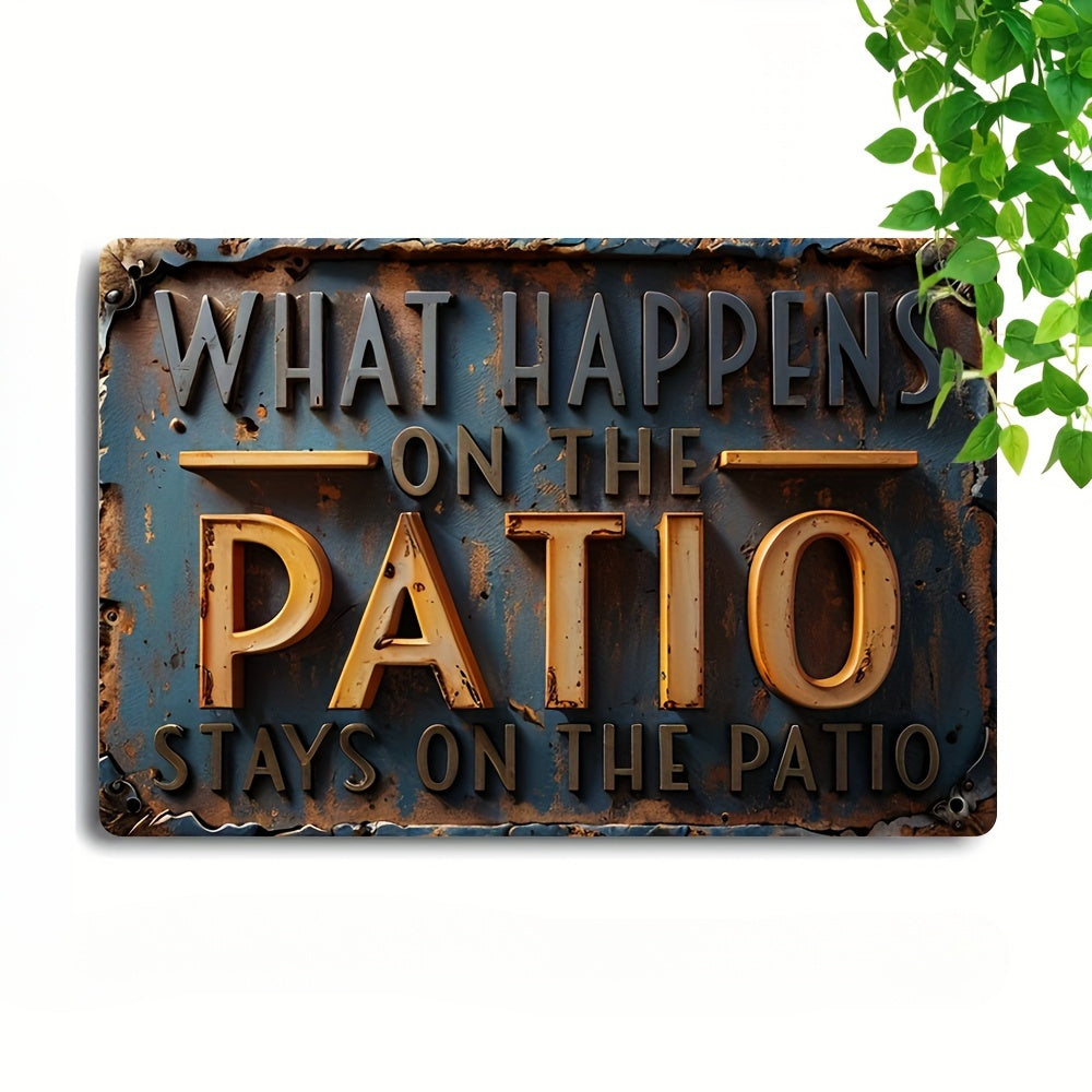 Vintage Aluminum Patio Decor Sign - Homeowners, Patio owners, Outdoor enthusiasts - English, Aluminum, Wall hanging, Multipurpose - Suitable for Backyard, Porch, Deck