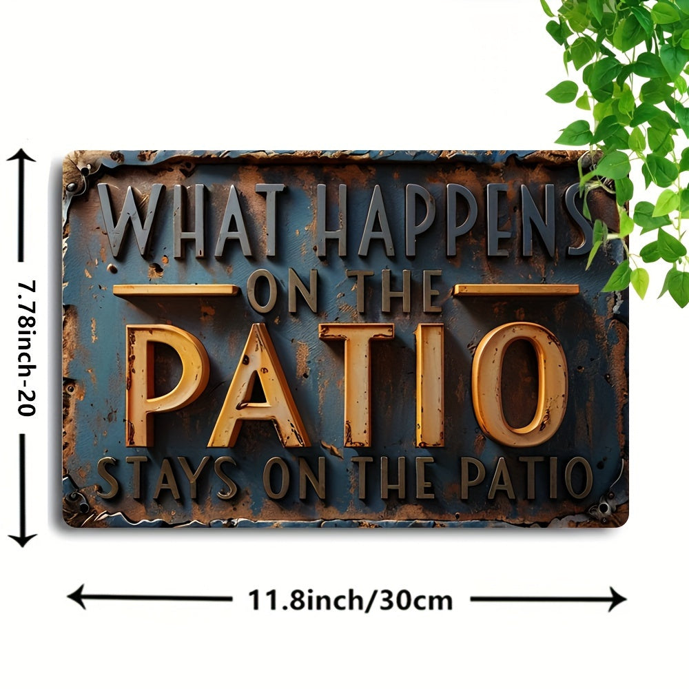 Vintage Aluminum Patio Decor Sign - Homeowners, Patio owners, Outdoor enthusiasts - English, Aluminum, Wall hanging, Multipurpose - Suitable for Backyard, Porch, Deck