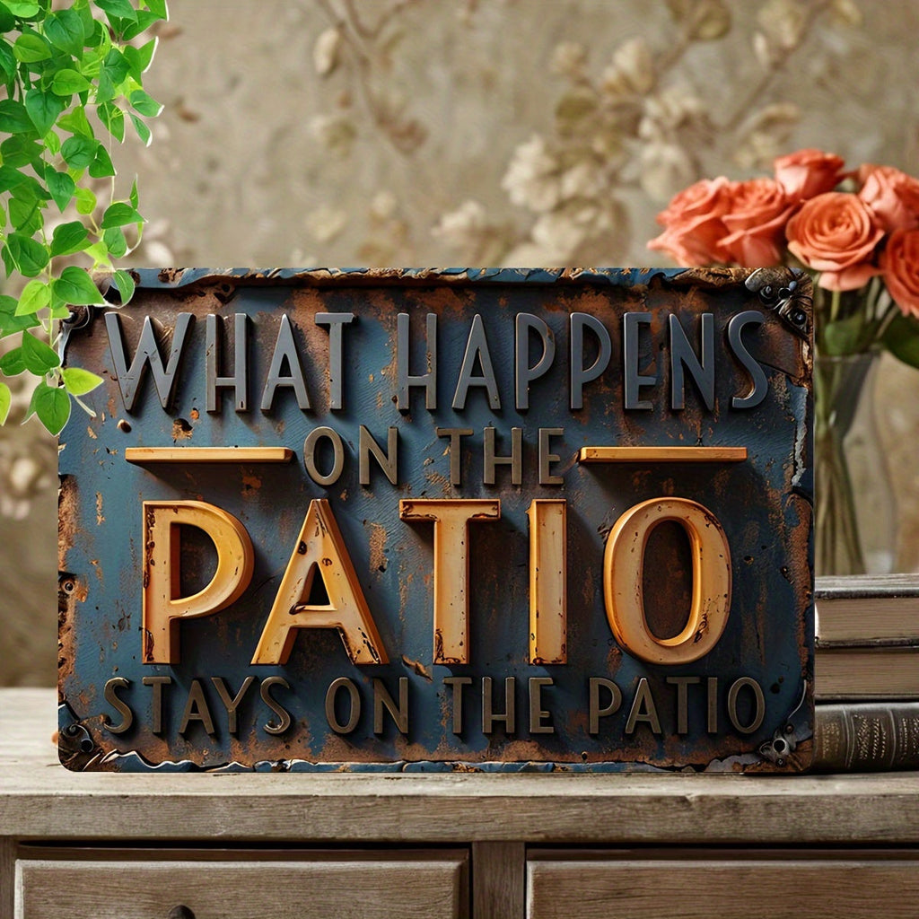 Vintage Aluminum Patio Decor Sign - Homeowners, Patio owners, Outdoor enthusiasts - English, Aluminum, Wall hanging, Multipurpose - Suitable for Backyard, Porch, Deck