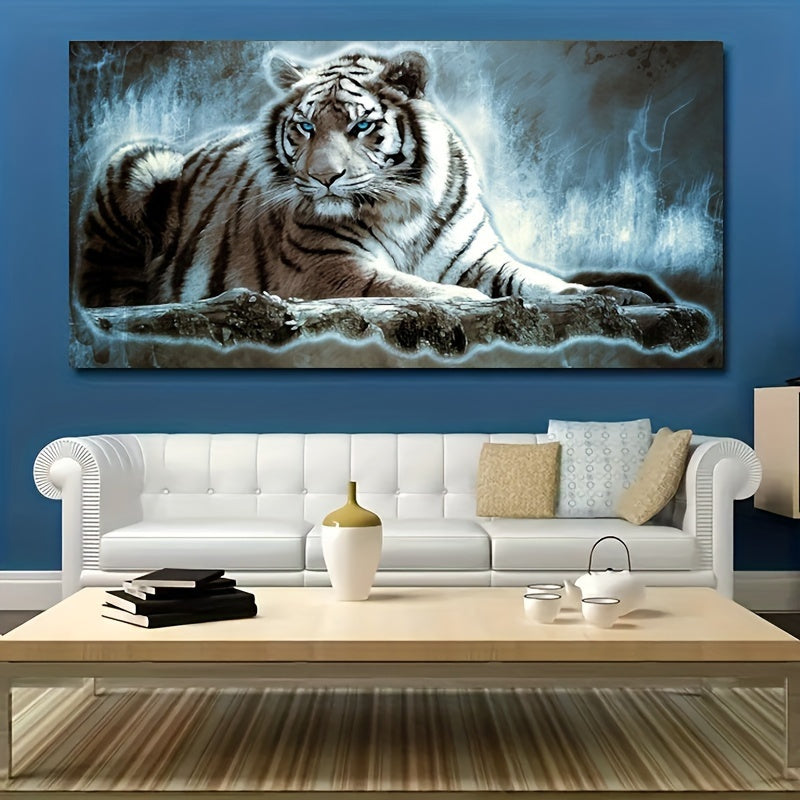 1pc Framed Large Wall Decor, Tiger Wall Decor Animals Canvas Wall Art, Tiger Wall Picture Prints Poster Painting, Tiger Artwork for Wall Bedroom Living Room Home Decorations Office Wall Decor, Halloween Gifts