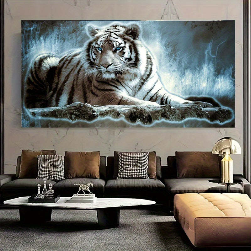 1pc Framed Large Wall Decor, Tiger Wall Decor Animals Canvas Wall Art, Tiger Wall Picture Prints Poster Painting, Tiger Artwork for Wall Bedroom Living Room Home Decorations Office Wall Decor, Halloween Gifts