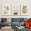 3 Piece Vertical Oblong Wooden Framed Modern Bohemian Artwork - Vibrant Floral Abstract Sun Retro Woman Canvas Print Poster - Minimalist Chic Living Room Bedroom Home Decor Wall Hanging - For Art Lovers & Home Decor Enthusiasts - Perfect Gift