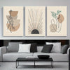 3 Piece Vertical Oblong Wooden Framed Modern Bohemian Artwork - Vibrant Floral Abstract Sun Retro Woman Canvas Print Poster - Minimalist Chic Living Room Bedroom Home Decor Wall Hanging - For Art Lovers & Home Decor Enthusiasts - Perfect Gift