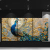 Set of 3 Peacock Canvas Wall Art Prints - Modern Abstract Style, Major Material Cloth, Frameless Triptych Decorative Paintings for Living Room, Bedroom, 12x18 Inches Each