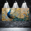 Set of 3 Peacock Canvas Wall Art Prints - Modern Abstract Style, Major Material Cloth, Frameless Triptych Decorative Paintings for Living Room, Bedroom, 12x18 Inches Each