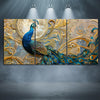 Set of 3 Peacock Canvas Wall Art Prints - Modern Abstract Style, Major Material Cloth, Frameless Triptych Decorative Paintings for Living Room, Bedroom, 12x18 Inches Each