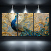 Set of 3 Peacock Canvas Wall Art Prints - Modern Abstract Style, Major Material Cloth, Frameless Triptych Decorative Paintings for Living Room, Bedroom, 12x18 Inches Each